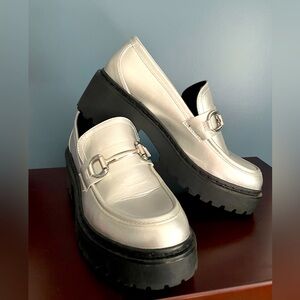 Silver lug loafers size 8.5